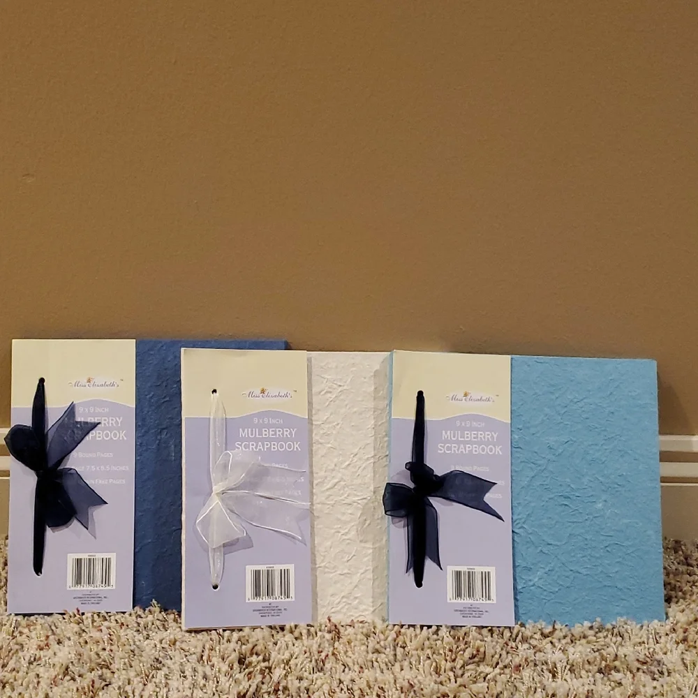 9x9 Mulberry Scrapbook Set - Blue and White Set Of Three